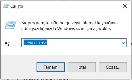 Bilgisayarınızda servisleri türkçe Windows işletim sistemlerinde hizmetleri açmak için Windows+R tuş kombinasyonu ile çalıştır penceresini açın.